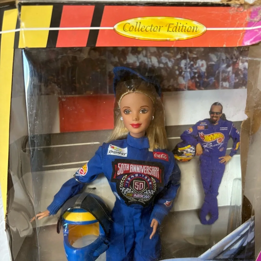1998 50th Anniversary Nascar Barbie Hot Wheels Non-Mint Box Certificate Included